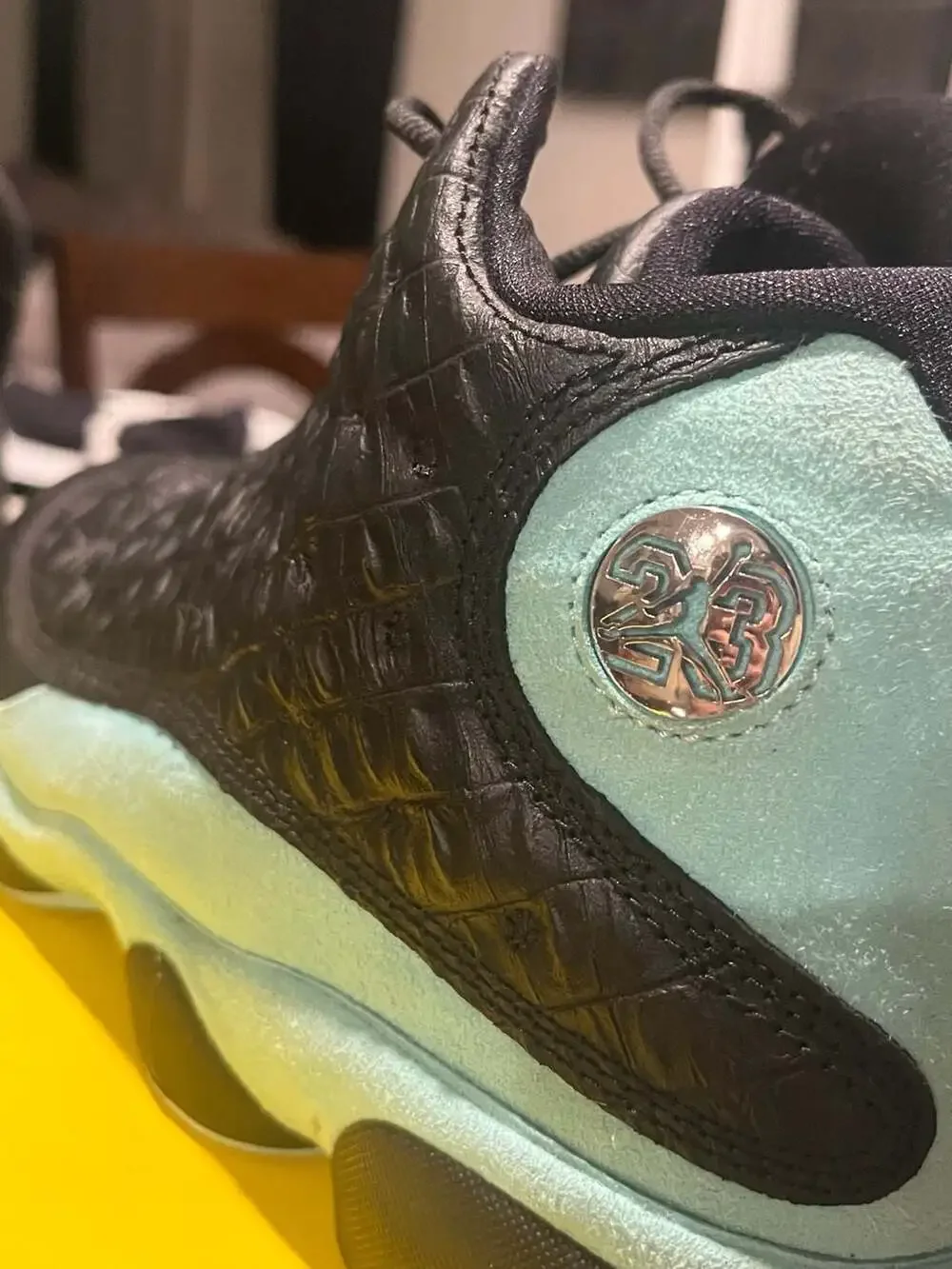 Air Jordan 13 Retro 'Island Green' Black Metallic Silver Sneakers